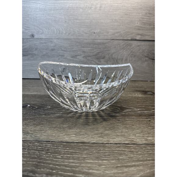 Vintage Waterford Clear Crystal Ribbed Cut Oval Bowl 8